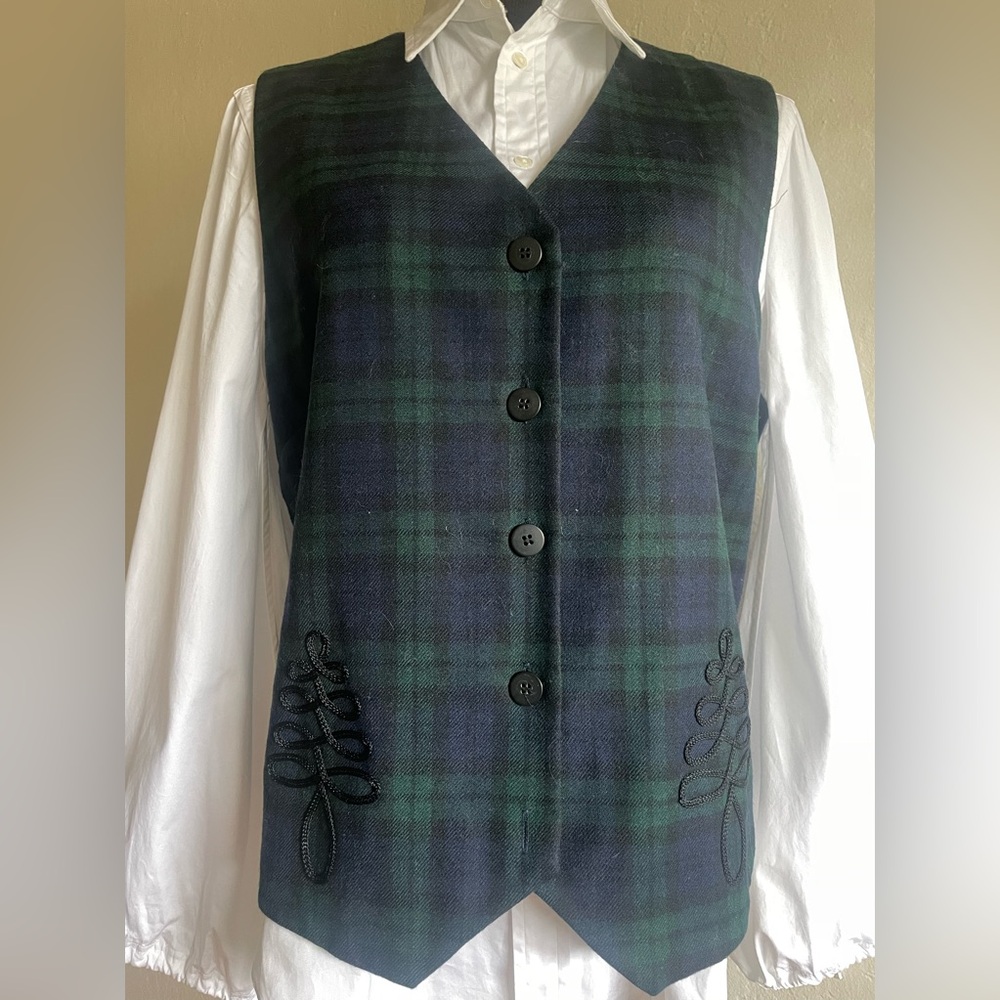 Talbots wool plaid vest